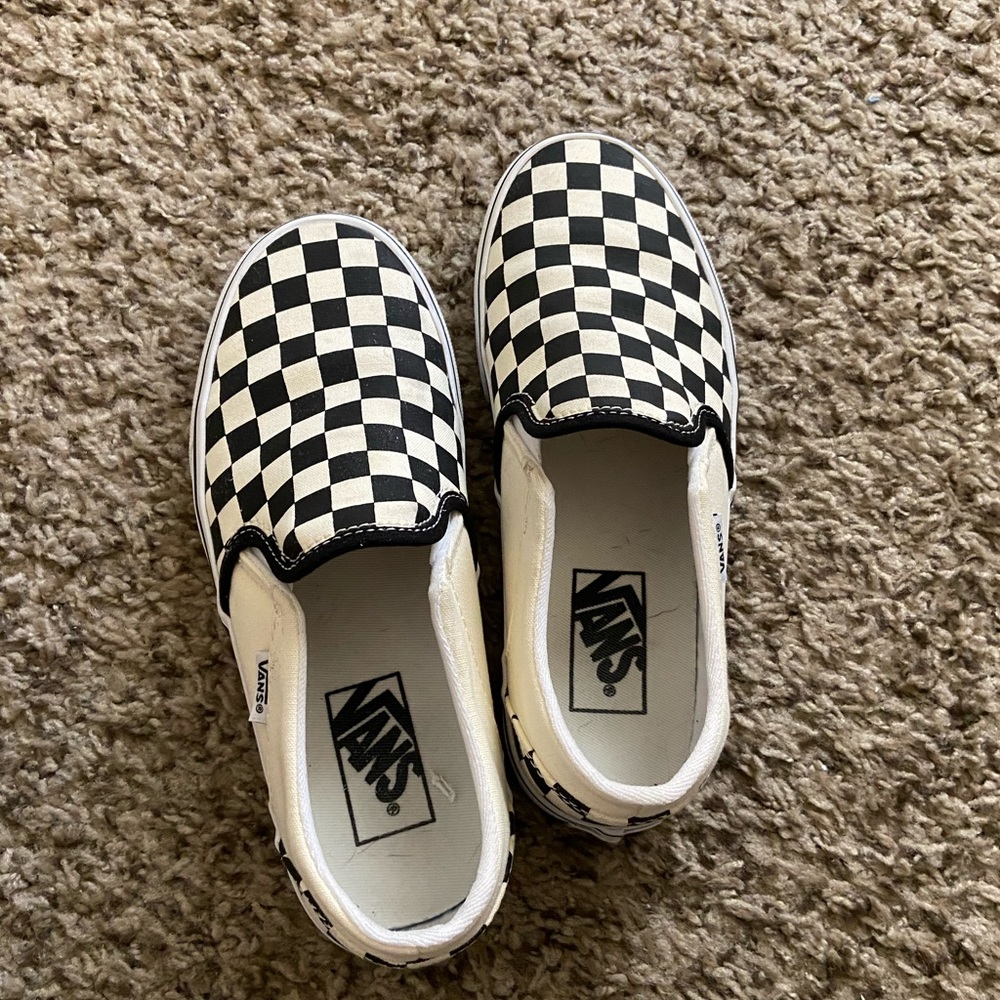 Checkered slip on vans